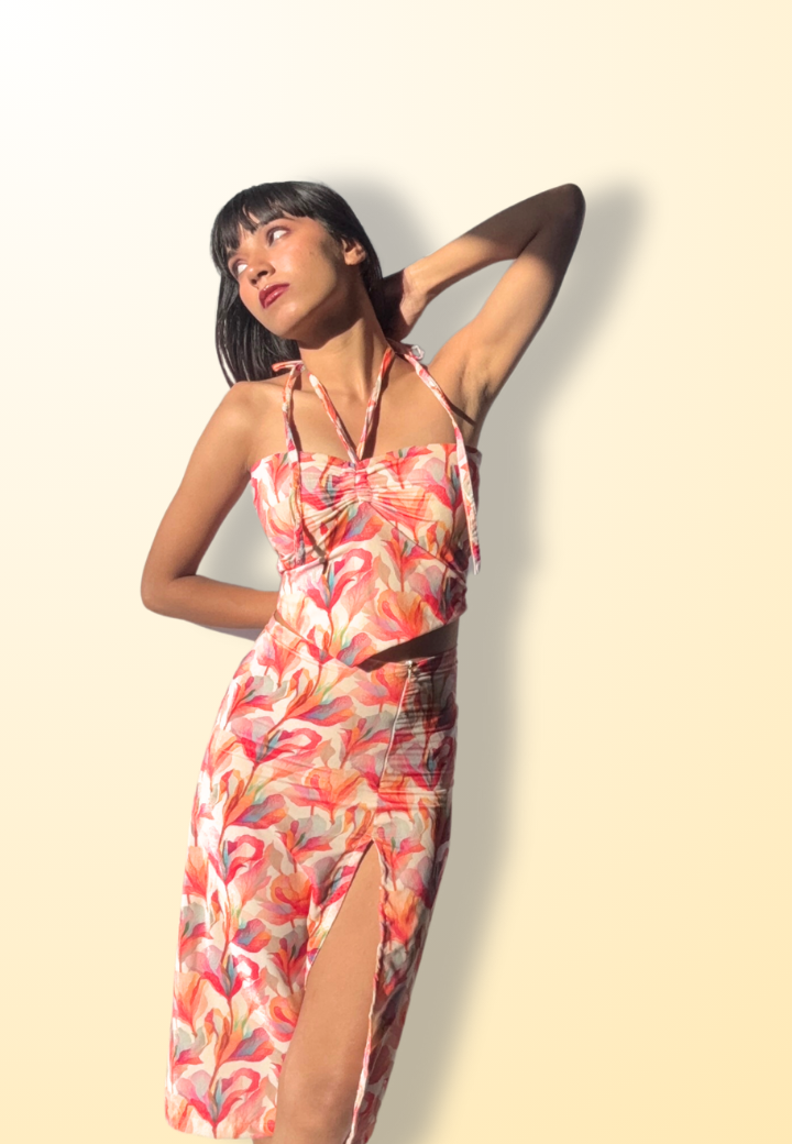 Mermaid Whisper Halter Neck Ruched Top