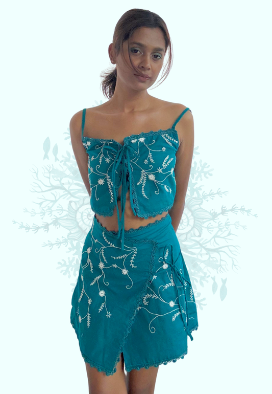 Salt & Stitch Tie-Up Co-ord Set - Teal