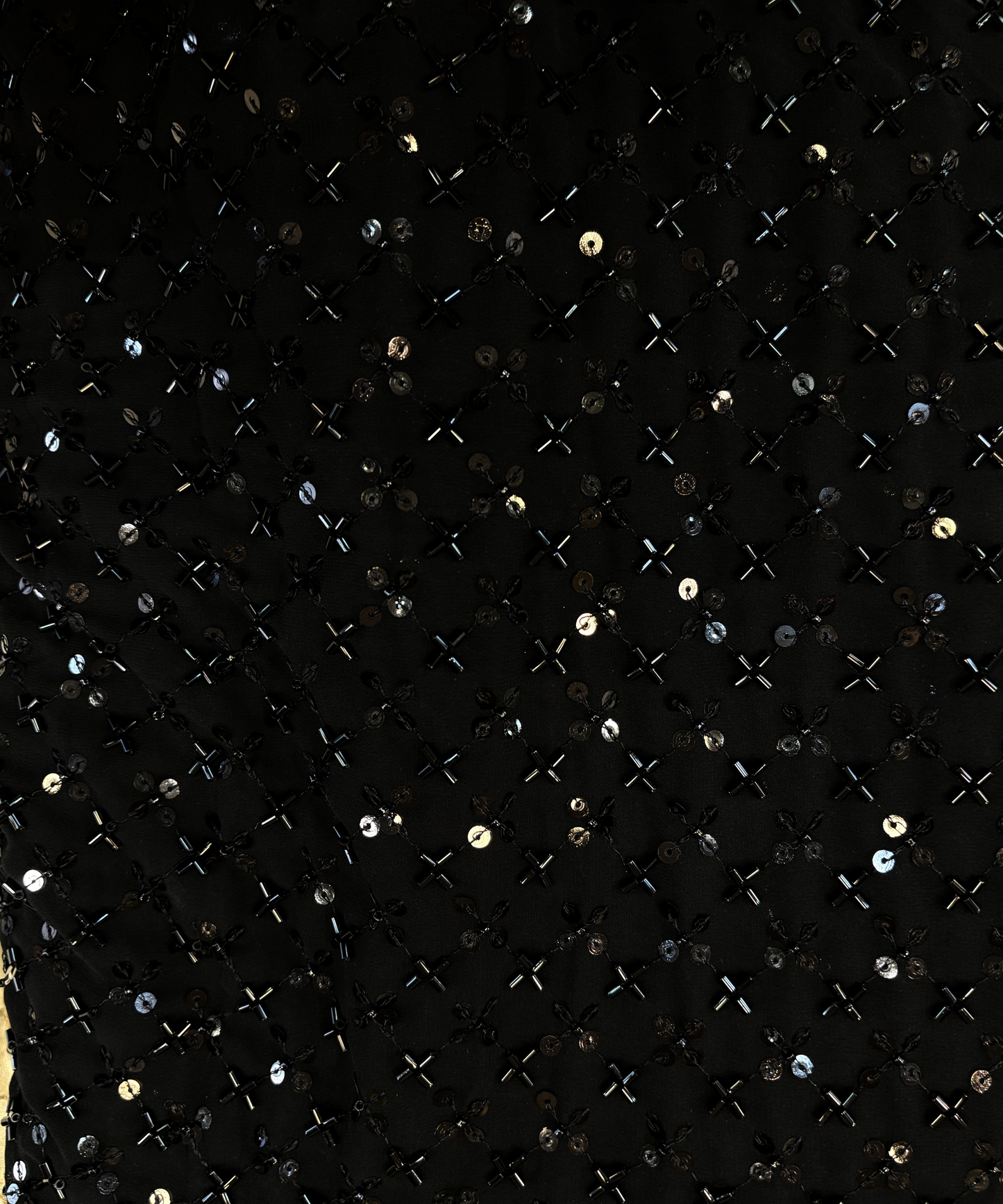 Floral Sequin & Black Cutdana Georgette