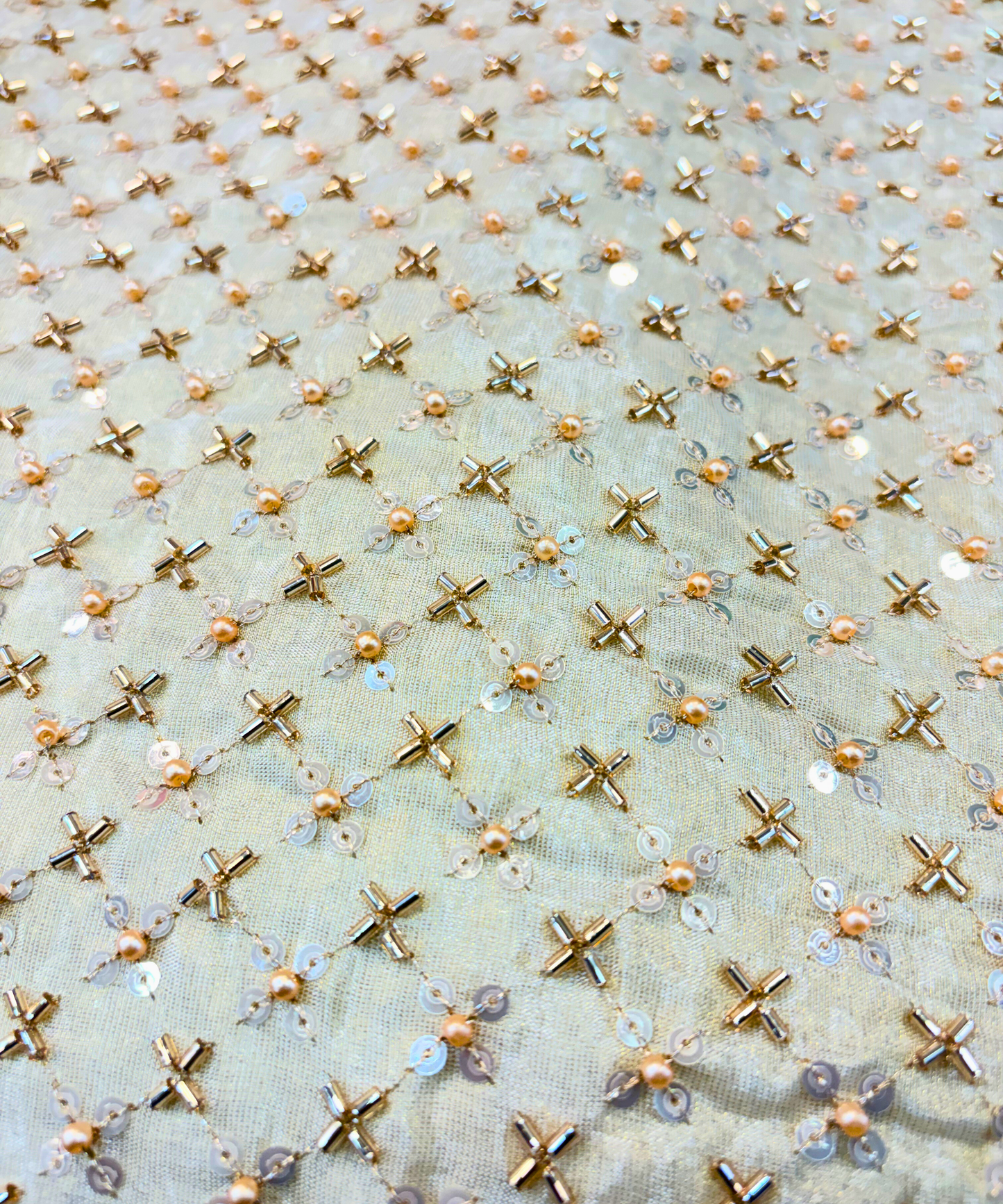 Floral Sequin & Golden Cutdana Georgette