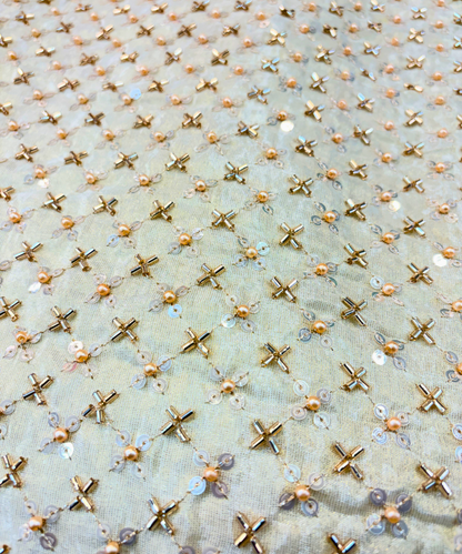Floral Sequin & Golden Cutdana Georgette