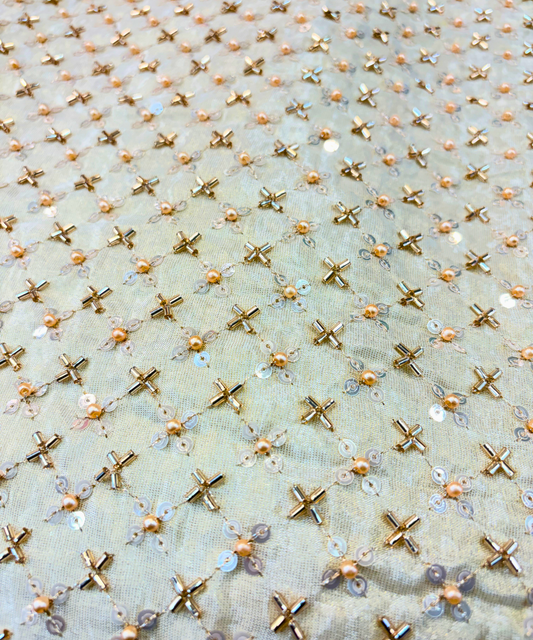 Floral Sequin & Golden Cutdana Georgette