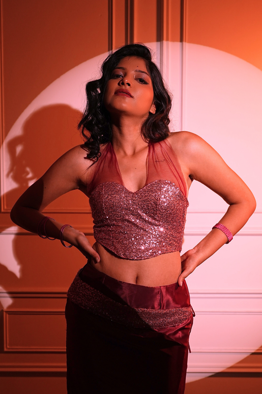 Kareena Inspired Shimmer Backless Co-ord