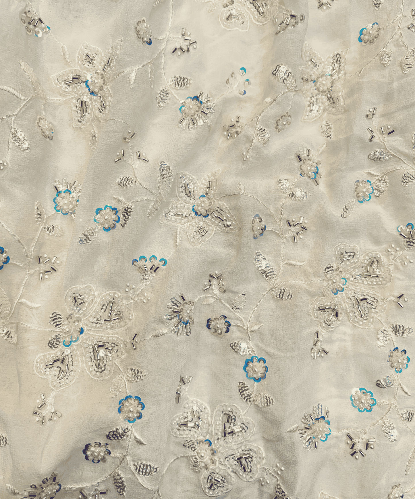 Cosmo Silk with Silver Floral Embellishment