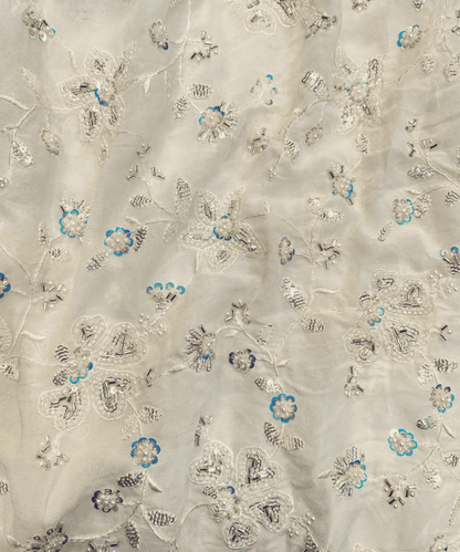 Cosmo Silk with Silver Floral Embellishment
