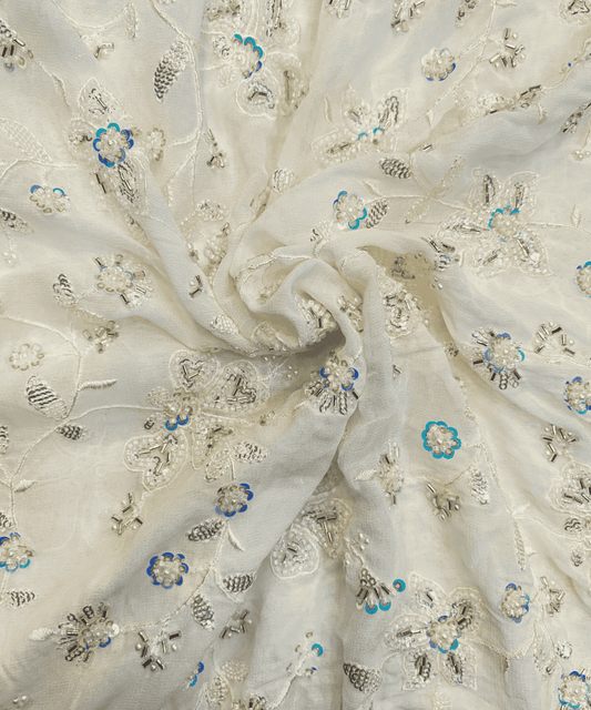 Cosmo Silk with Silver Floral Embellishment