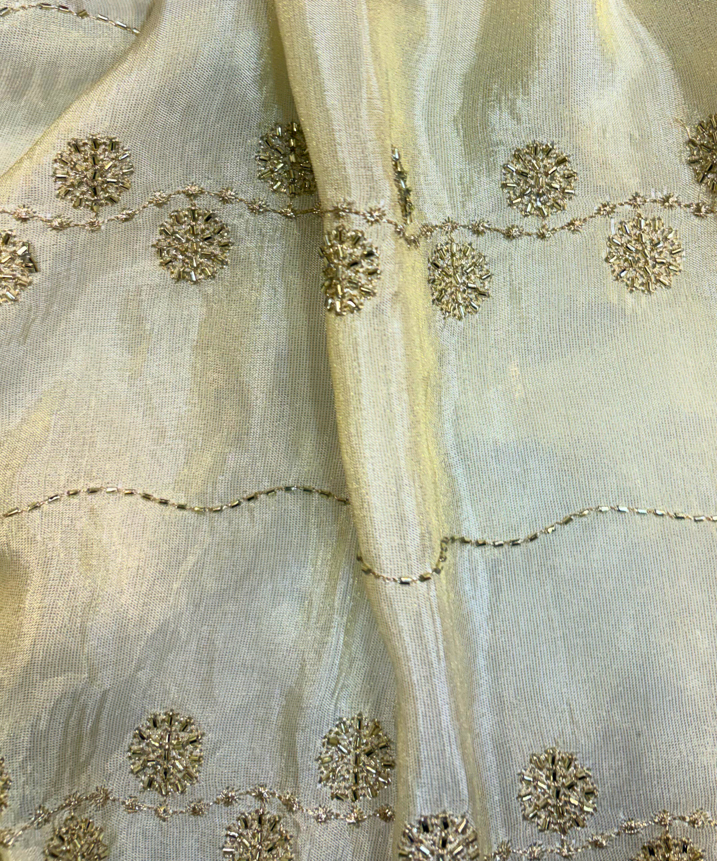 Cosmo Silk with Gold Cutdana Round Motifs