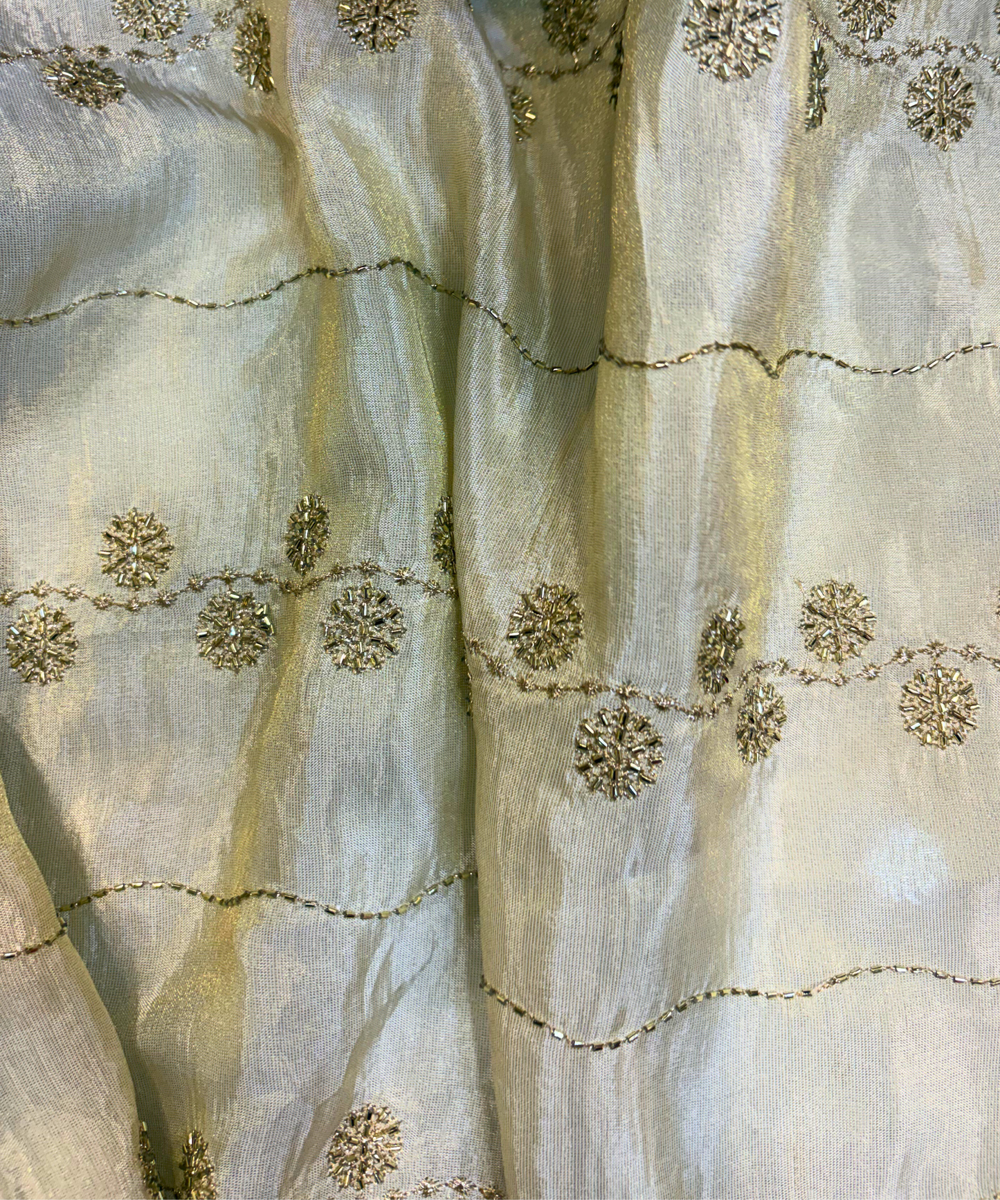 Cosmo Silk with Gold Cutdana Round Motifs
