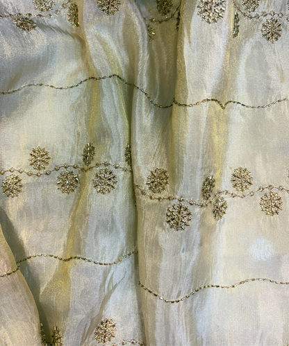 Cosmo Silk with Gold Cutdana Round Motifs