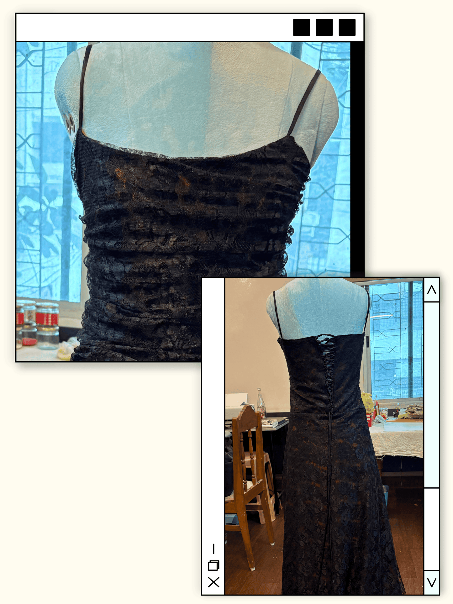 Midnight Black Coral Lace Evening Gown