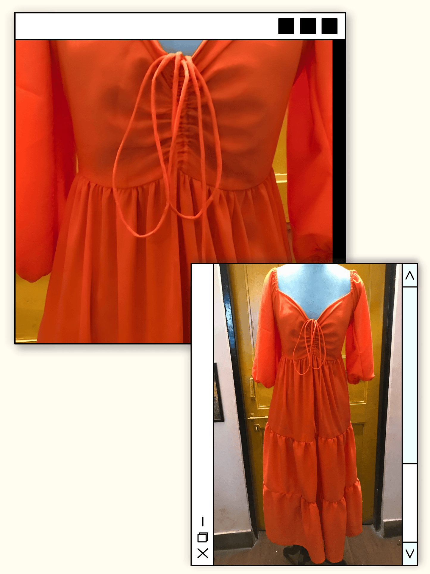 Tangerine Wave Crepe Midi Dress