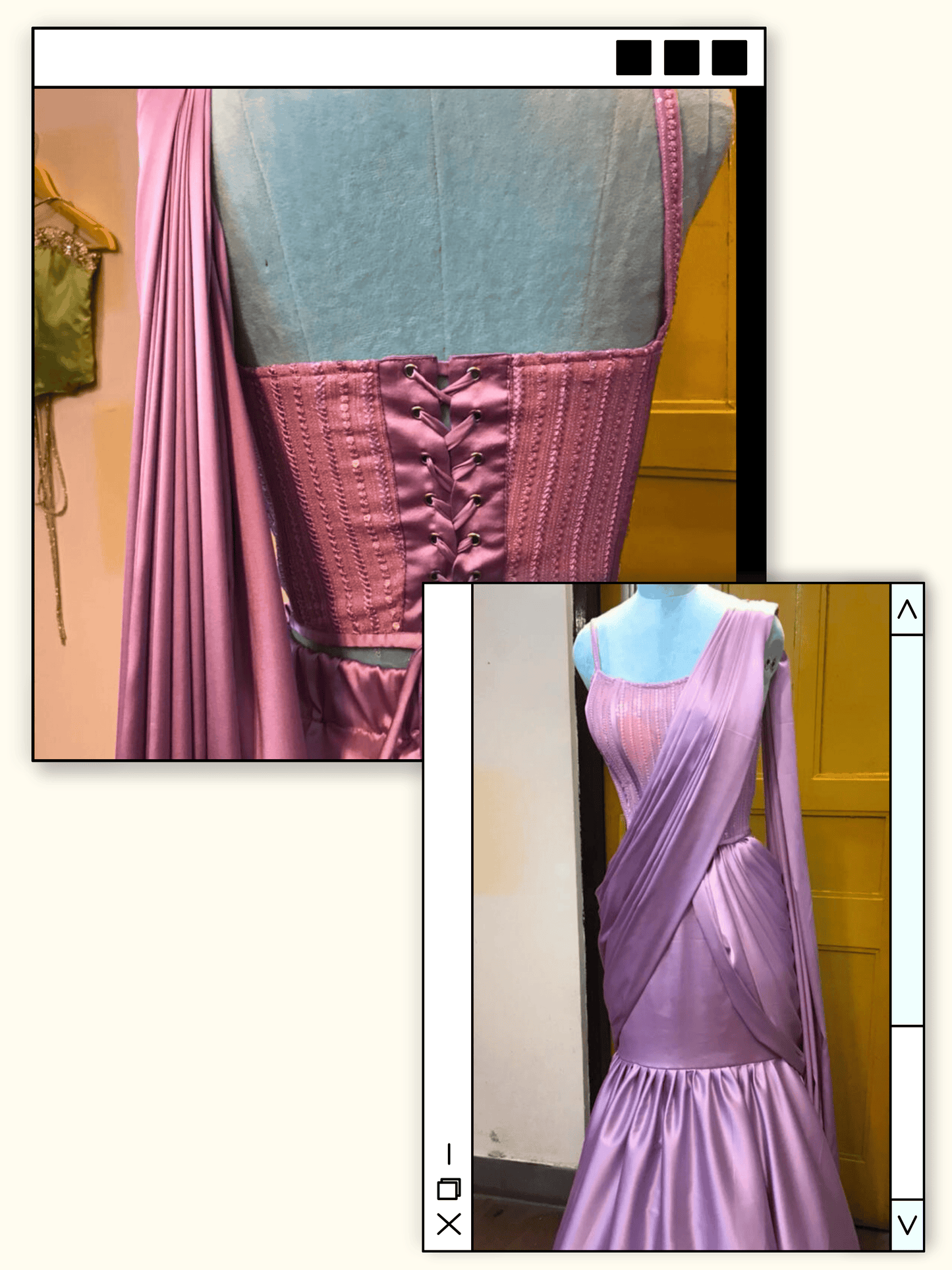 Lavendar Wave Satin Saree with Corset Blouse