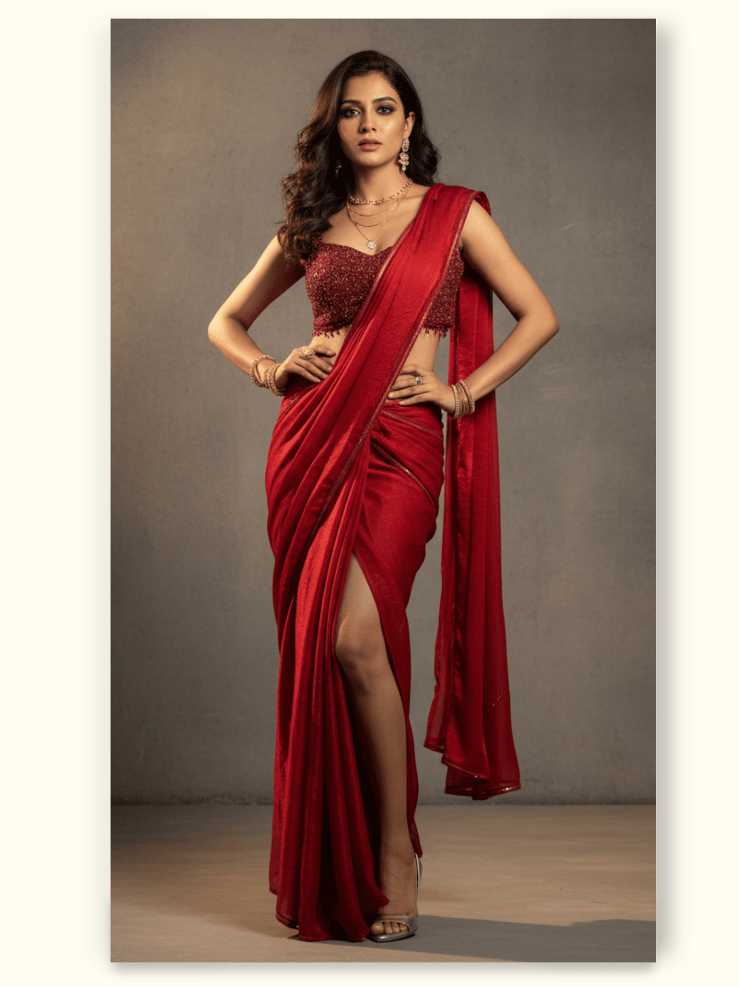 Mermaid Flame Silk Saree Set