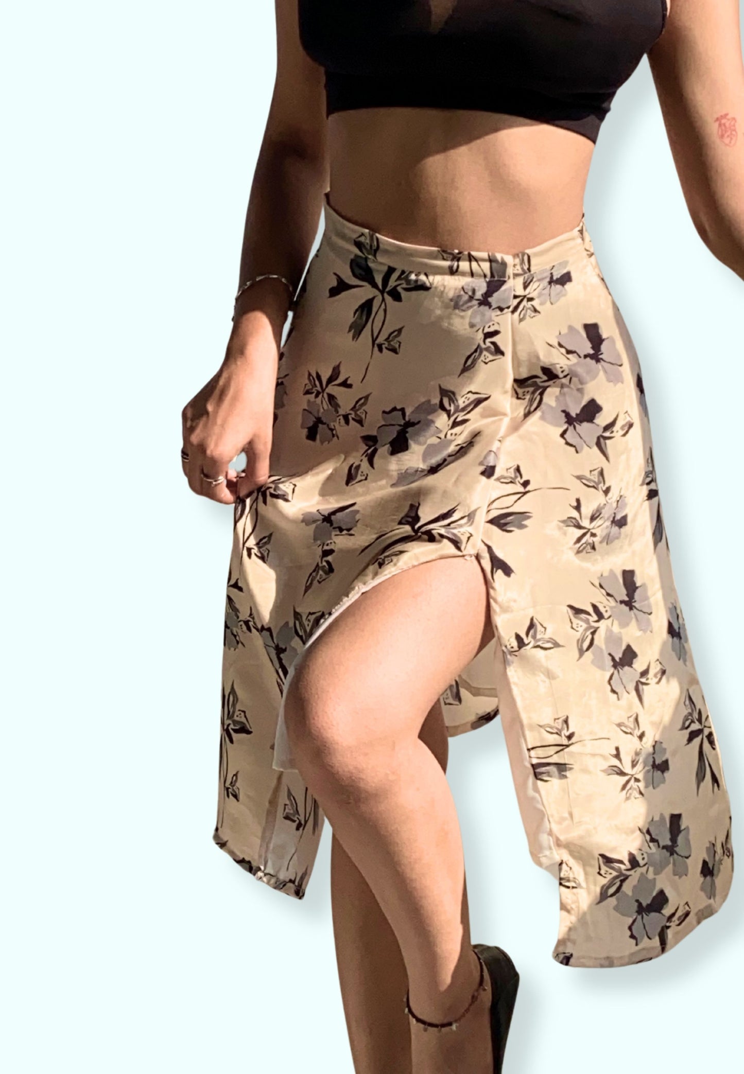 Silken Shadow Slit Skirt